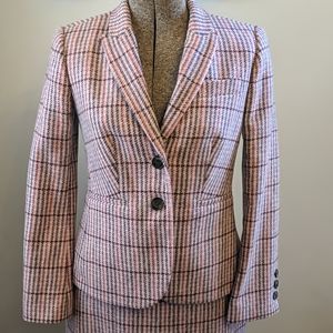 Boden Elizabeth British Tweed Blazer pink plaid